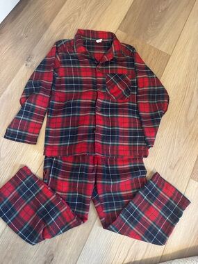Old Navy Red and Black Plaid Kids Pajama Set